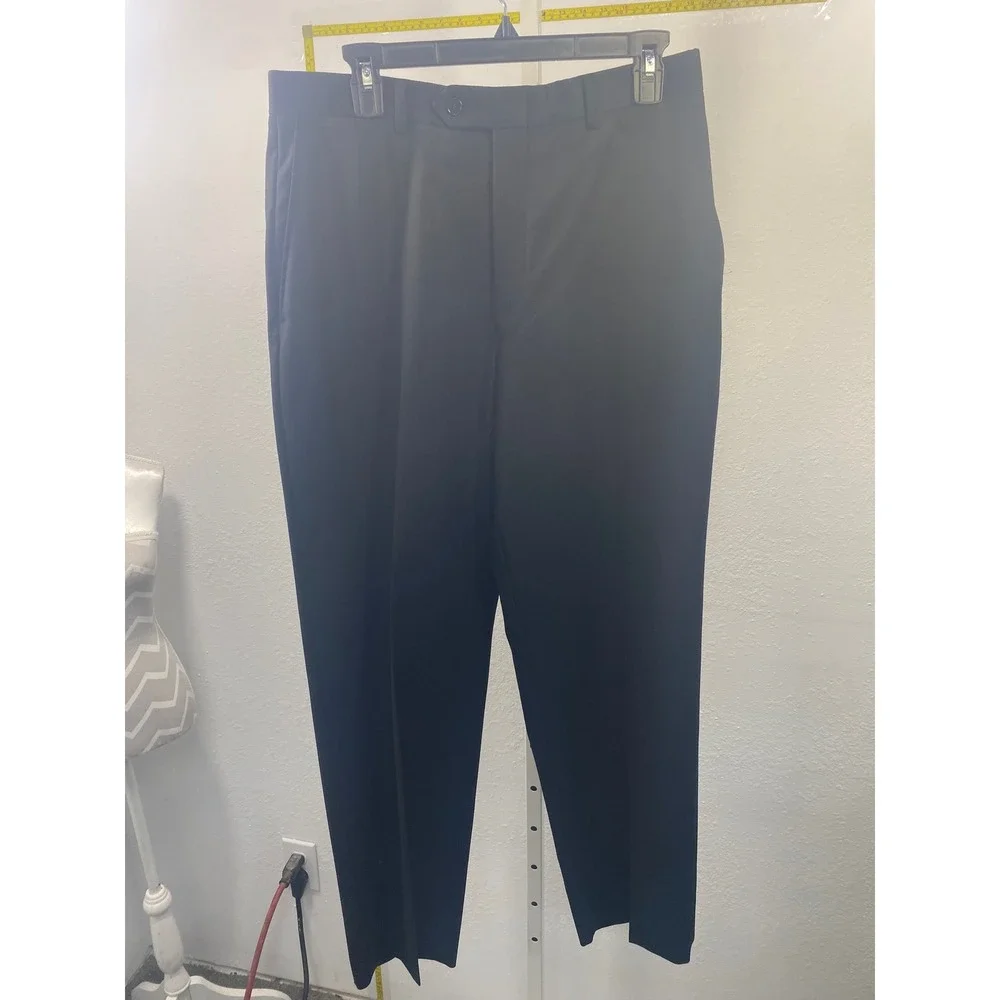 Daniel Cremieux Collection Mens Black Flat Front‎ Dress Pants Trousers 35x29